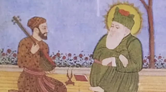 خسرو اپنے پیرو مرشد حضرت نظام الدین اولیا کے ساتھ