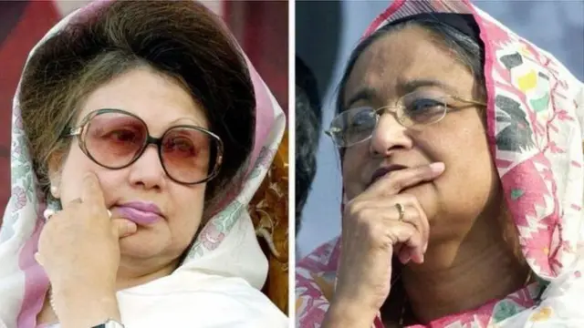 খালেদা জিয়া ও শেখ হাসিনা।