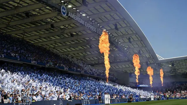 A general view of the Amex Stadium prior to kick-off against Manchester United