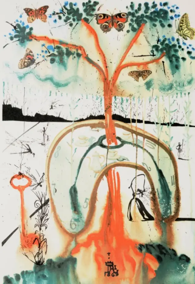 Na izložbi se pojavljuju verzije Alise više od 300 umetnika i ilustratora - na Dalijevima se pojavljuju njegov legendarni oklembešeni sat