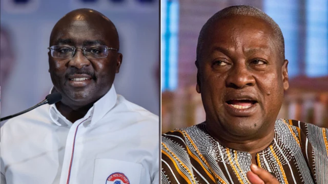 Mahamudu Bawumia na takara a jam'iyyar NPP mai mulki, shi kuma John Dramani Mahma na takara a jam'iyyar hamayya ta NDC.