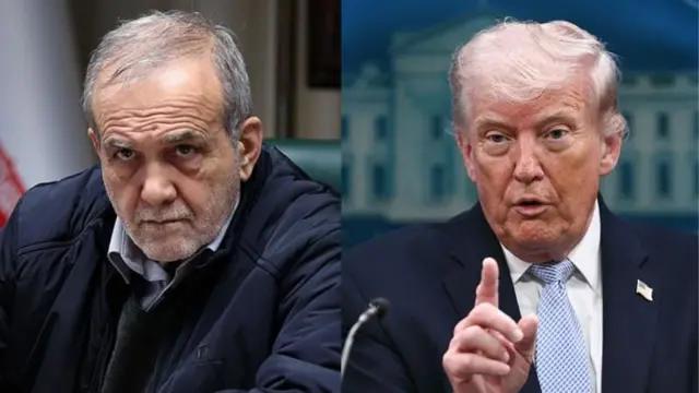 इराणचे राष्ट्राध्यक्ष मसूद पेजेश्कियान आणि अमेरिकेचे राष्ट्राध्यक्ष डोनाल्ड ट्रम्प