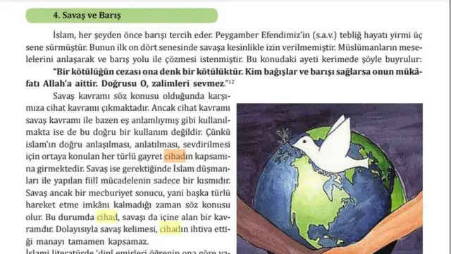 12. sınıf ortaöğretim 'Hz Muhammed'in Hayatı' kitabında 'cihad' kavramı bu şekilde açıklanıyor.