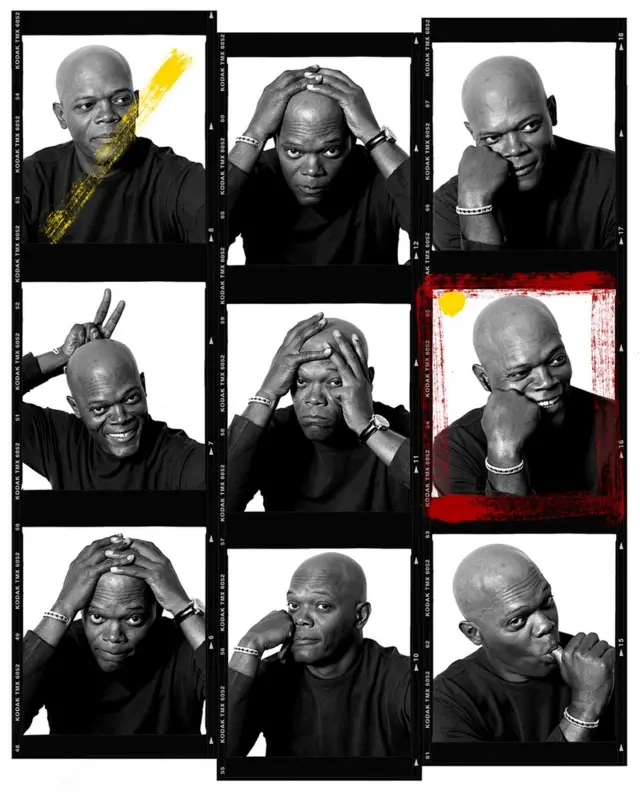 Samuel L Jackson portrait contact sheet