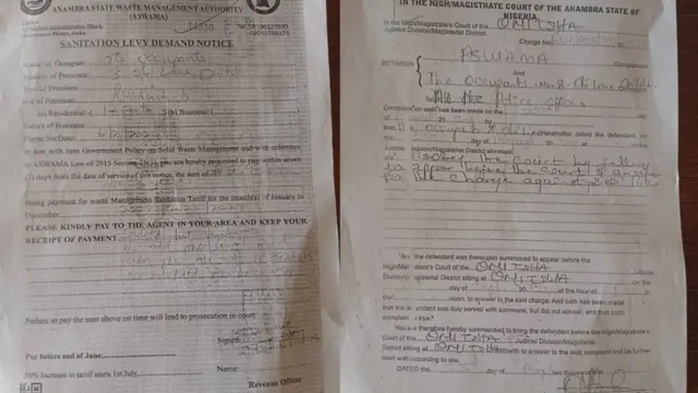 Akwụkwọ ozi ịgba ụgwọ gọọmenti sị ụlọọrụ ASWAMA degaara Okechukwu Akaneme nakwa akwụkwọ iwu ụlọikpe nyere ka a nwụchie ya maka inupuisi nye oku ụlọikpe kpọrọ ya.