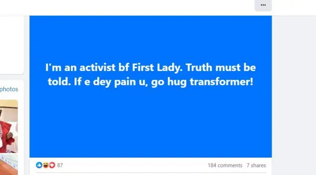 Aworan ọrọ iyawo Gomina Akeredolu lojoopo Facebook rẹ