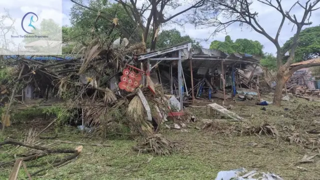 လေကြောင်းတိုက်ခိုက်ခံရတဲ့ ပုလဲမြို့နယ် မင်းတိုင်ပင်ရွာ