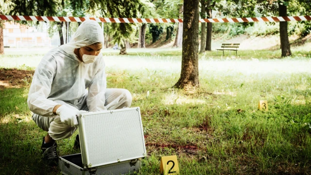 Investigación forense de la escena de un crimen