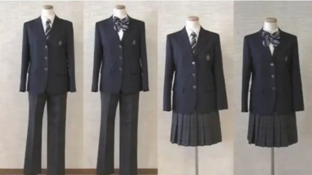 일본 지바현 가시와시 한 중학교가 선보인 교복. 남녀 상관없이 4가지 중 한 가지를 선택해 입을 수 있다