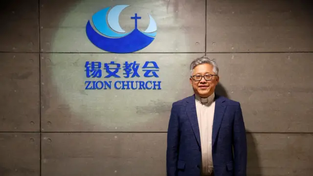 金明日牧師在北京錫安教會會堂內留影(2018年)