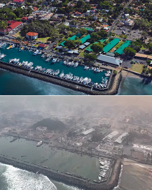 قبل و بعد از آتشسوزی در لاهاینا