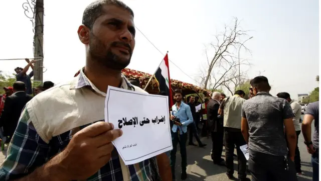 صورة أرشيفية من مظاهرات قادها أهالي البصرة في 4 سبتمبر/أيلول 2016 للمطالبة بإجراء إصلاحات