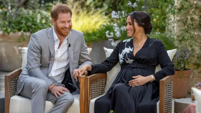 Harry y Megan en la entrevista con Oprah.