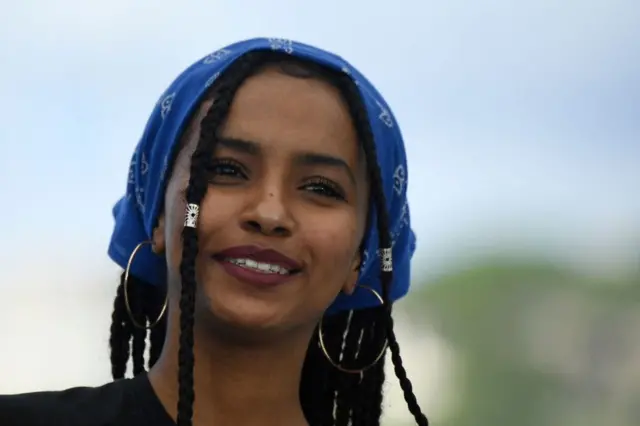 Moroccan actress Samah Baricou poses during a photocall for the film "Haut et Fort" (Casablanca Beats).