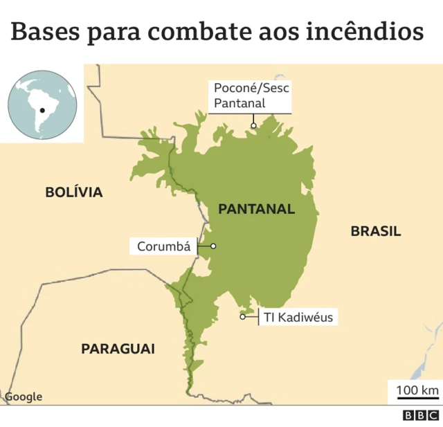 Mapa mostra localização do Pantanal e das basescódigo de bônus para sportingbetcombate aos incêndios