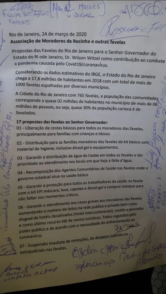 documento com uma listajogos de azar com baralhopropostasjogos de azar com baralhomoradoresjogos de azar com baralhofavelas ao governo para o combate ao coronavírus