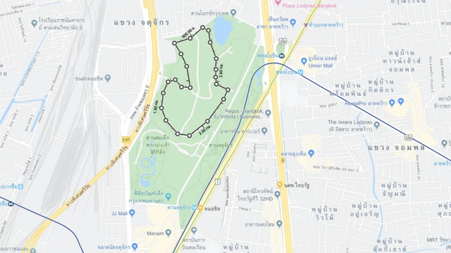 แผนที่เส้นทางวิ่งระยะทาง 2.58 กม. ภายในสวนรถไฟ