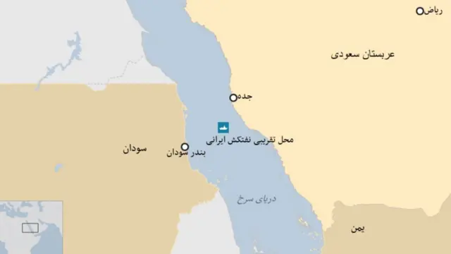 محل تقریبی نفتکش حادثه دیده ایرانی سابیتی در دریای سرخ