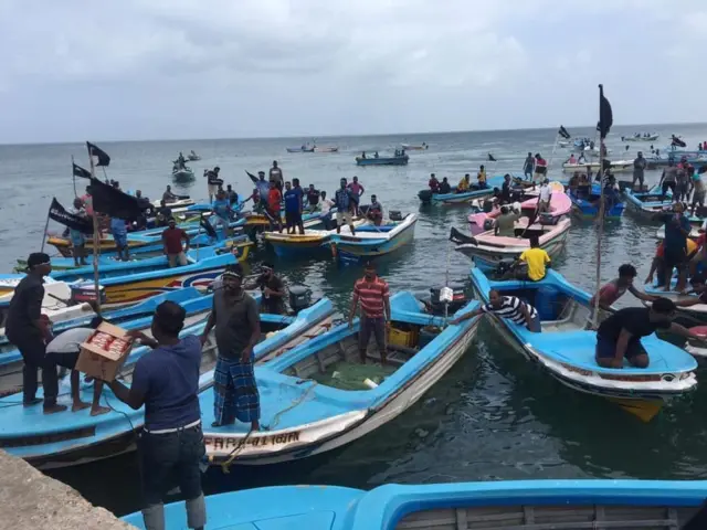 Fishermen's protest Sri Lanka 2021 Oct