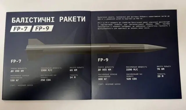 Изображение баллистической ракеты FP-7 в информационном буклете
