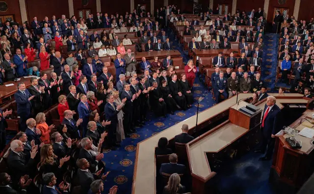 Президент Дональд Трамп виголошує свою промову про становище країни під час спільного засідання Конгресу в Капітолії США 24 лютого 2026 року 