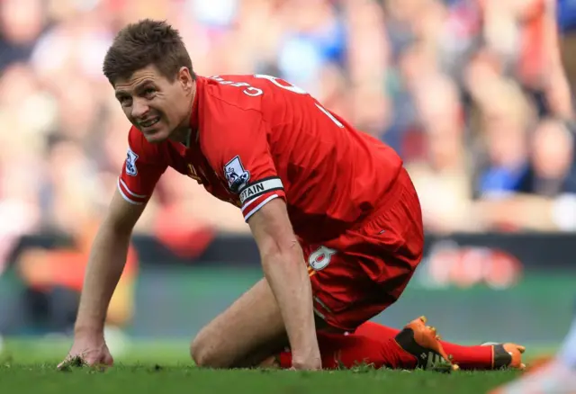 Steven Gerrard a wasan Liverpool da Chelsea ranar 27 ga watan Afrilun 2014