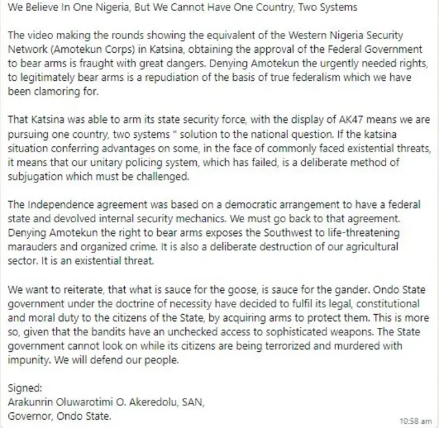 Atẹjade ti gomina Rotimi Akeredolu fisita