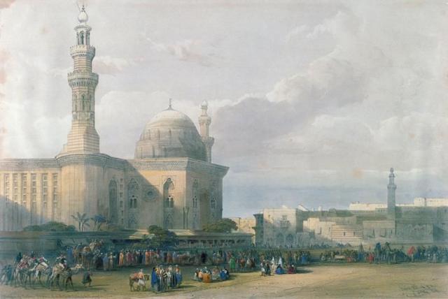 لوحة لجامع السلطان حسن من أعمال الرسام البريطاني ديفيد روبرتس القرن 19.