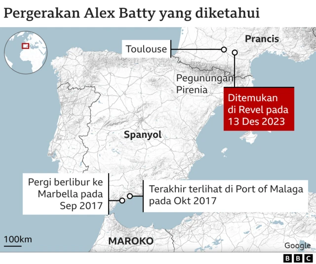 Peta pergerakan Alex Batty