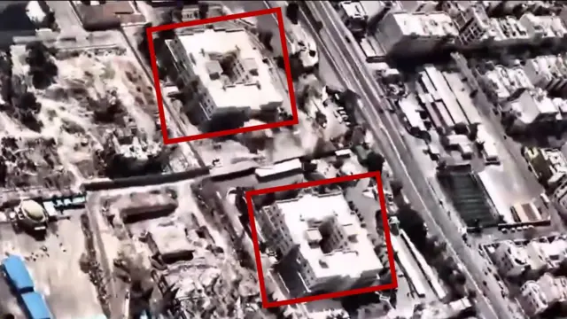 اسکرین‌شاتی از ویدیوی ارتش اسرائیل در حمله به قرارگاه ثارالله سپاه در تهران 