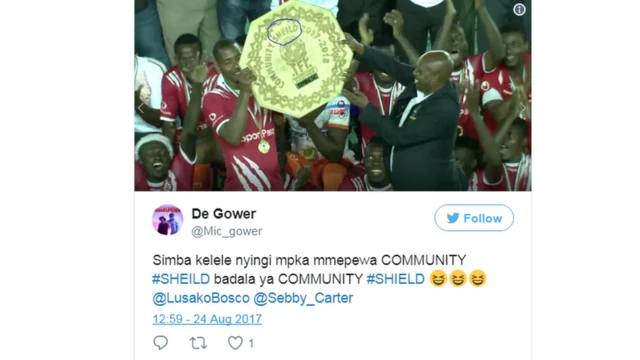 Ujumbe wa Twitter uliochapishwa baada ya sherehe ya kuwazawadi washindi wa kombe hilo