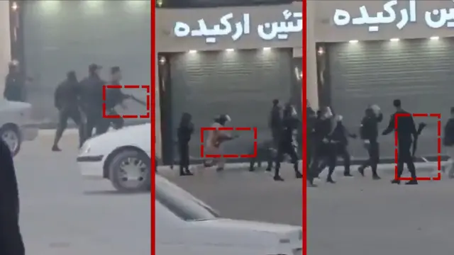 نیروهای امنیتی با شاتگان در آبادان - ۱۷ دی