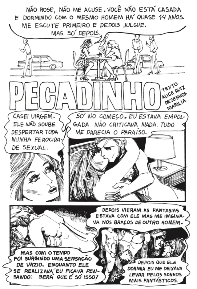 Trecho da HQ Pecadinho, escrita por Alice Ruiz e publicada na extinta revista Rose.