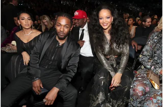 Recording artists Kendrick Lamar and Rihanna attend the 60th Annual GRAMMY Awards at Madison Square Garden on January 28, 2018 in New York City. (Photo by Christopher Polk/Getty Images for NARAS)