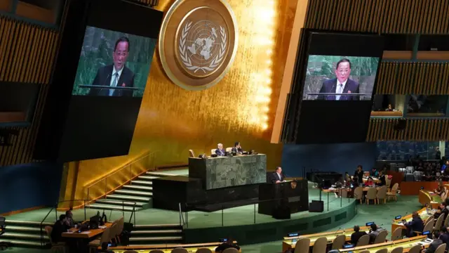 리용호 외무상이 뉴욕 유엔 총회에서 비핵화에 대한 북한의 입장을 설명했다