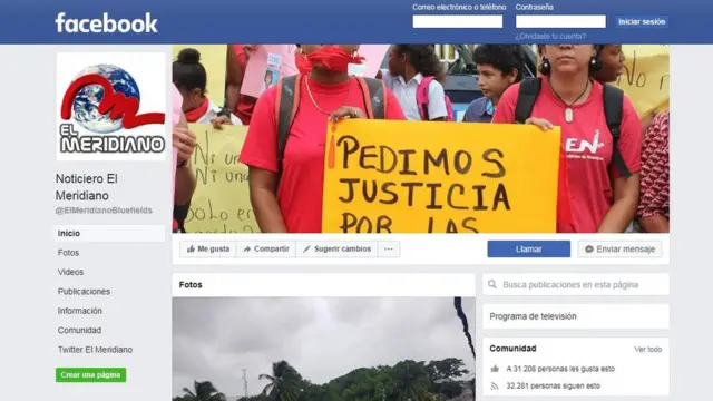 Cuenta de Facebook de El Meridiano