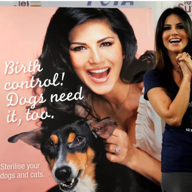 سنی لیونی پیٹا کی ایک مہم کے دوران