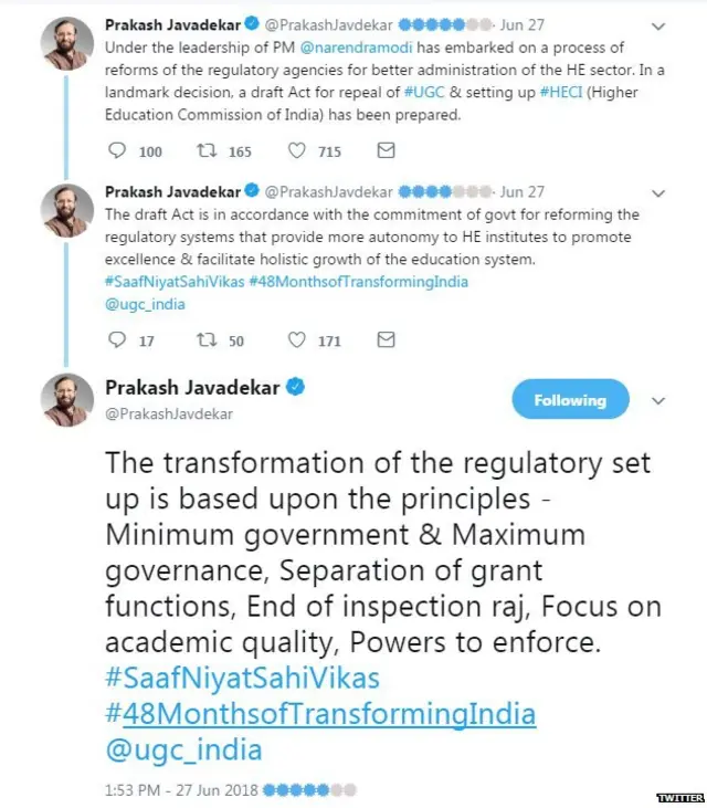 प्रकाश जावडेकर यांचे ट्वीट्स