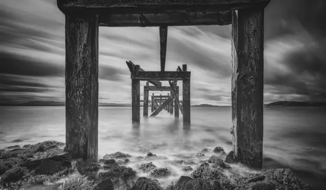 A view under the Old Pier in Aberdour, Fife, Scotland.