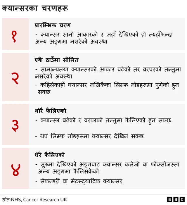 क्यान्सरका चार चरण