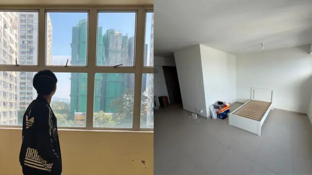 今年23歲的Isaac(左)與家人原住在宏新閣相連單位;12月中旬,他們落腳洪水橋。