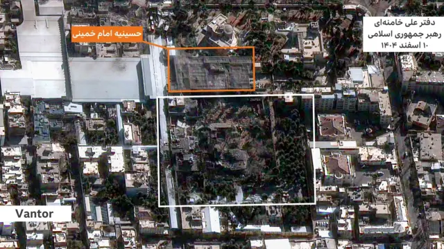 تصویر ماهواره‌ای بعد از اولین حمله اسرائیل به دفتر رهبر جمهوری اسلامی 