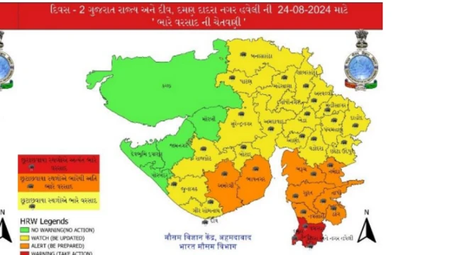 વરસાદ પડવાના સંભવિત વિસ્તારોનો મેપ 