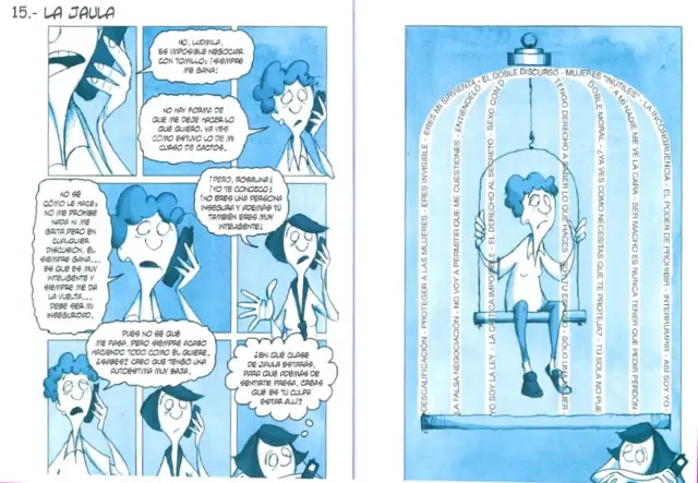 Ilustración de "La jaula", el lugar donde muchas mujeres se encuentran por los conceptos machistas actuales. (Crédito: Eva Lobatón)