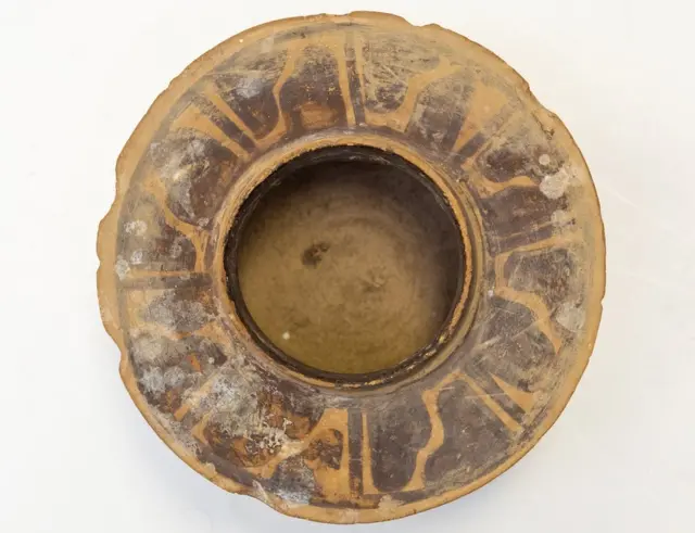 An Indus Valley Harappan Civilisation pottery jar dating back to 1900 BC