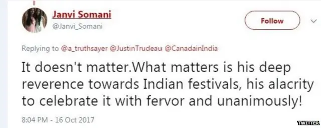 જાનવી સોમાની નામની યુઝરનું ટ્વીટ