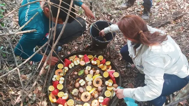 Integrantes da Fundação Ecotrópica preparando alimentos a serem cedidos aos animais