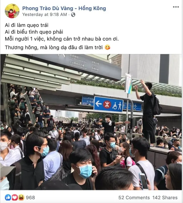 Trang thông tin Phong trào Dù vàng - Hồng Kông đưa tin về cuộc biểu tình chống luật Dẫn độ