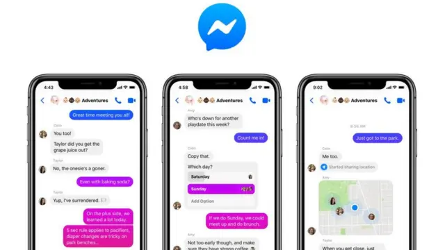 Imagen de celulares con la aplicación abierta de Messenger