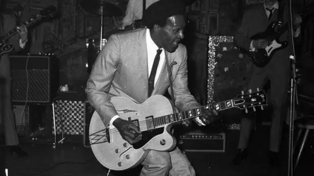 Chuck Berry performing in the 1960s